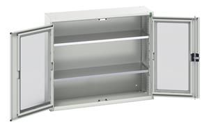 Verso Glazed Clear View Storage Cupboards for Tools with Shelves Verso 1050W x 350D x 900H Window Cupboard 2 Shelves